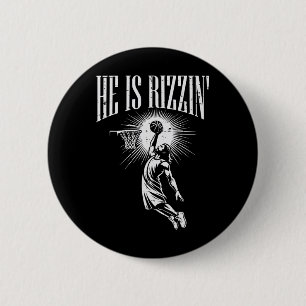 Easter He Is Rizzin Christian Religious Boys Kids 6 Cm Round Badge