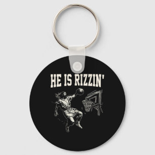 Easter He Is Rizzin Christian Religious Boys Kids  Key Ring