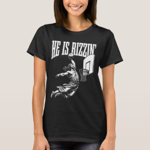 Easter He Is Rizzin Funny Christian Meme Sketll T-Shirt