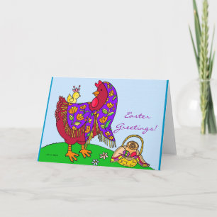 Easter Hen Ukrainian Folk Art by Vera Trembach Holiday Card