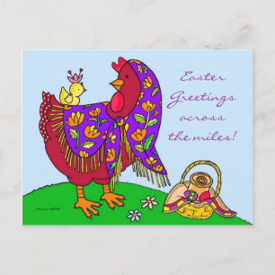 Easter Hen Ukrainian Folk Art by Vera Trembach Holiday Postcard