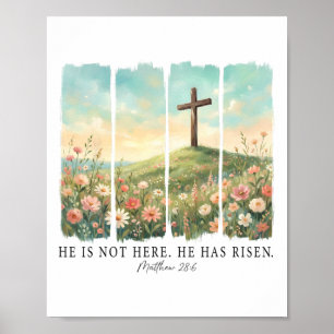 Easter He's Not Here He Has Risen Matthew 286 Bibl Poster