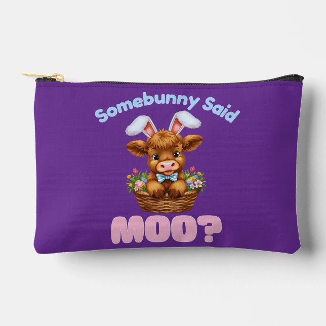 Easter Highland Cow  Accessory Pouch (Front)