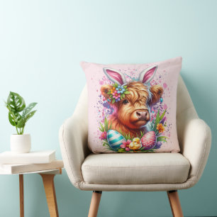 Easter Highland Cow Cushion