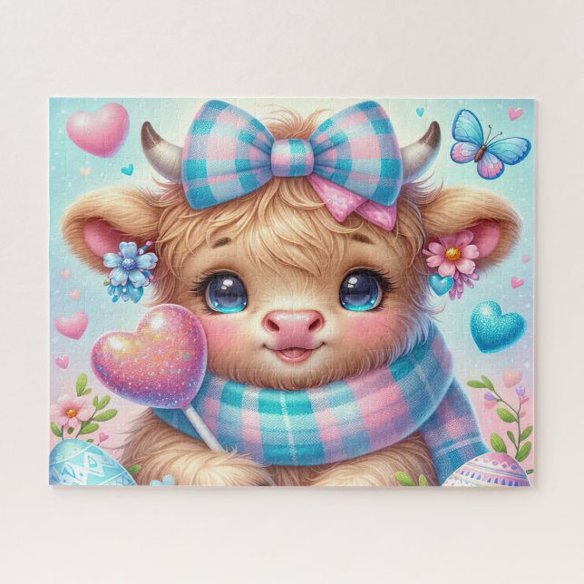 Easter Highland Cow Jigsaw Puzzle (Horizontal)