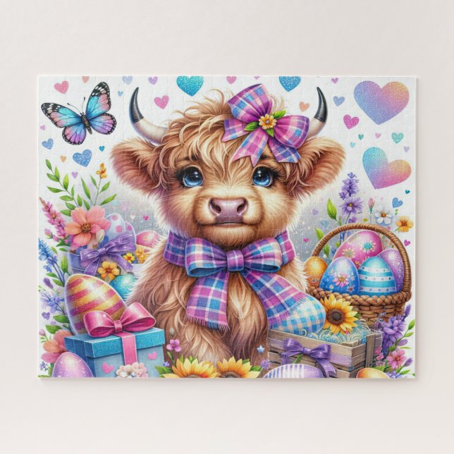 Easter Highland Cow Jigsaw Puzzle (Horizontal)