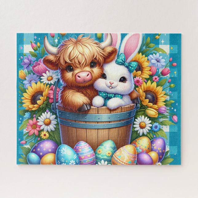 Easter Highland Cow Jigsaw Puzzle (Horizontal)