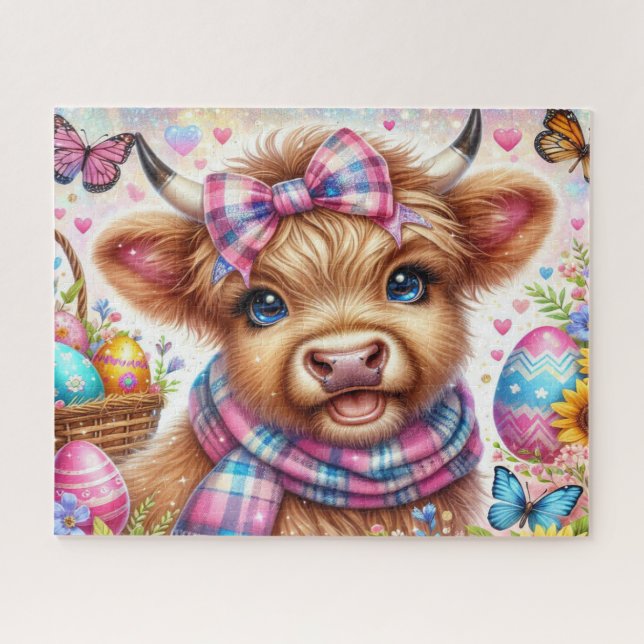 Easter Highland Cow Jigsaw Puzzle (Horizontal)