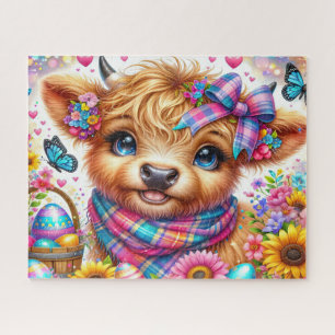 Easter Highland Cow Jigsaw Puzzle