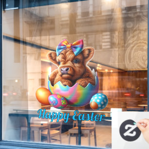 Easter Highland Cow Window Cling
