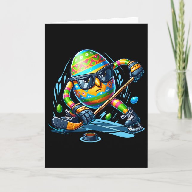 Easter Hockey Player Eggs Egg Bunny Rabbits Men Wo Card (Front)