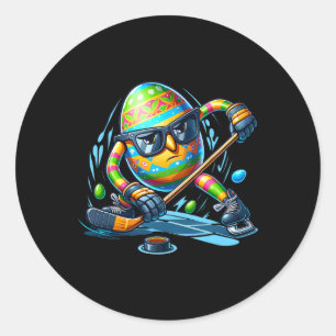 Easter Hockey Player Eggs Egg Bunny Rabbits Men Wo Classic Round Sticker