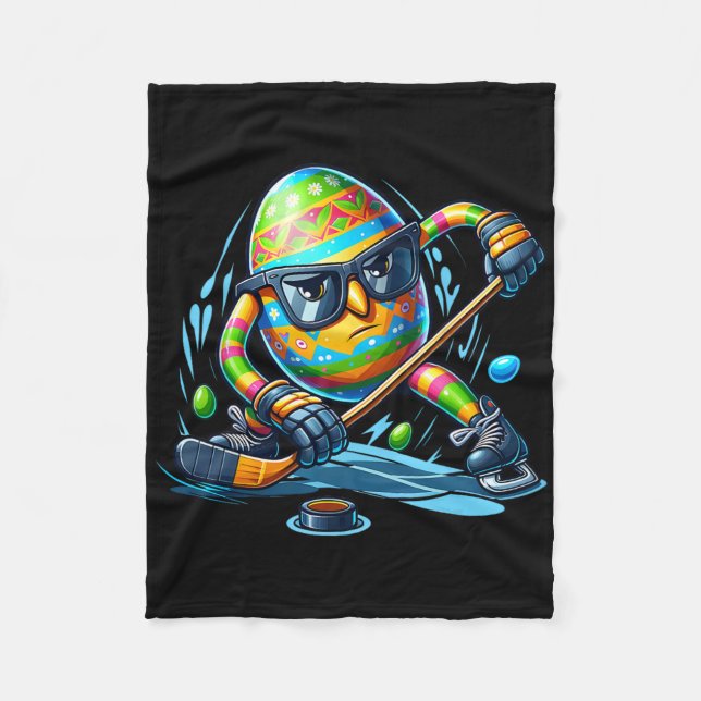 Easter Hockey Player Eggs Egg Bunny Rabbits Men Wo Fleece Blanket (Front)