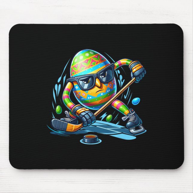Easter Hockey Player Eggs Egg Bunny Rabbits Men Wo Mouse Mat (Front)