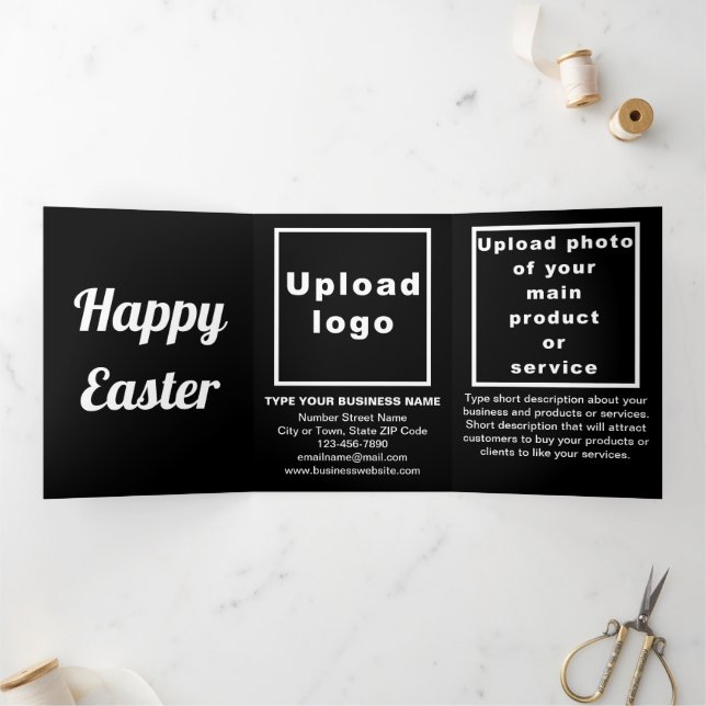 Easter Holiday Business Black Trifold Holiday Card (Inside)