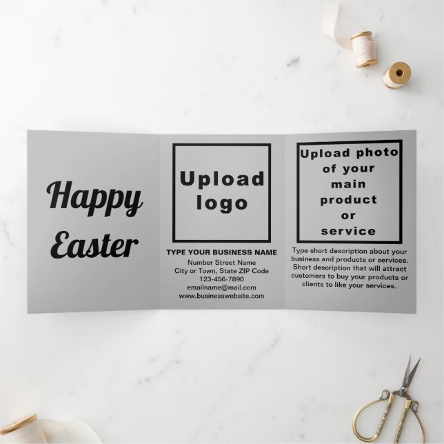 Easter Holiday Business Grey Trifold Holiday Card (Inside)