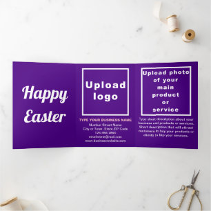 Easter Holiday Business Purple Tri-Fold Holiday Card