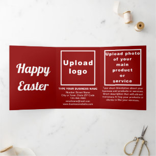 Easter Holiday Business Red Trifold Holiday Card