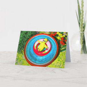 Easter Holiday Chicken in Swimming Pool Card