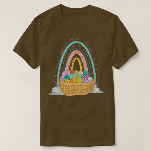 Easter Holiday Easter Eggs Basket Rainbow Happy Ea T-Shirt (Design Front)