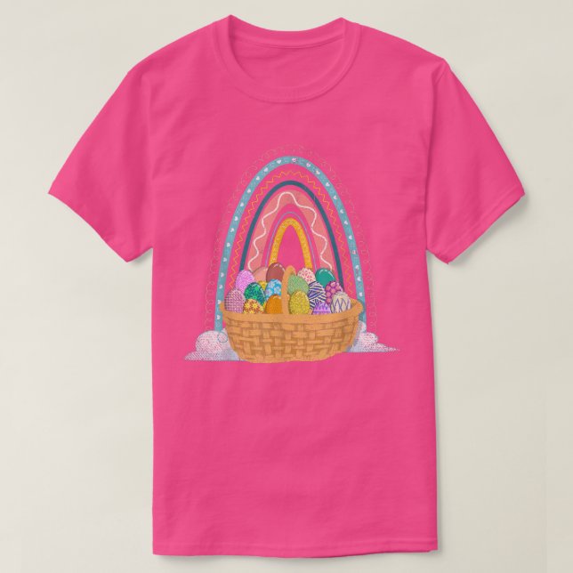 Easter Holiday Easter Eggs Basket Rainbow Happy Ea T-Shirt (Design Front)