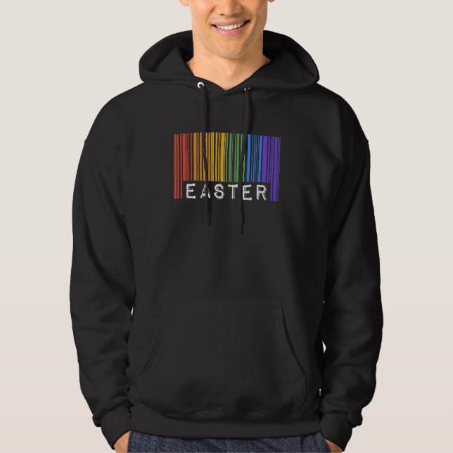 Easter Holiday Gay Pride Flag Barcode Queer Rainbo Hoodie (Front)