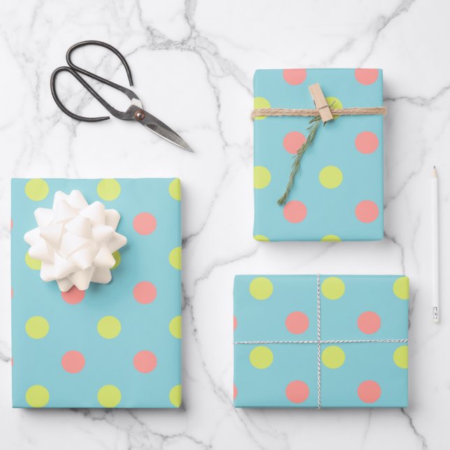 Easter Holiday Polka Dot Pattern Wrapping Paper Sheet (Front)