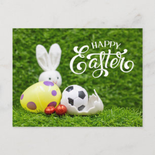 Easter Holiday with Soccer ball Easter Bunny  Post Postcard
