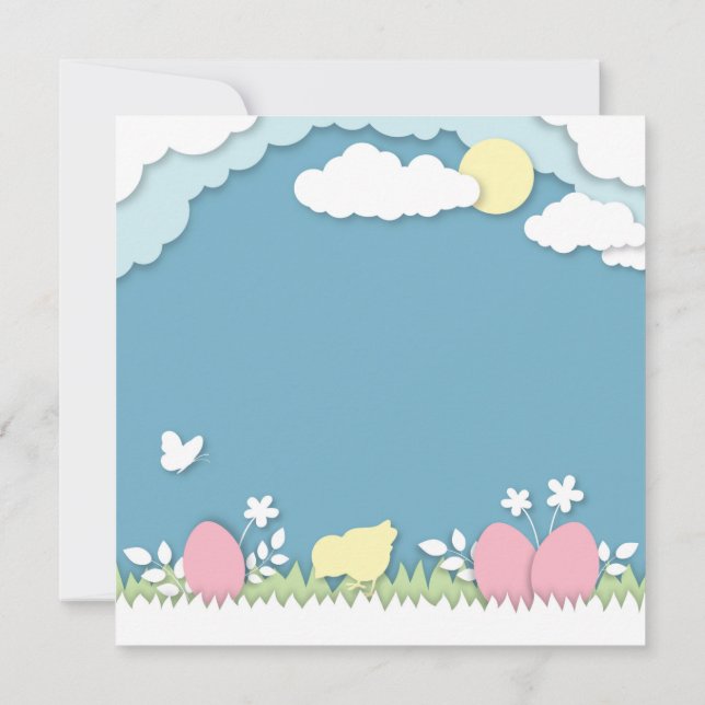 Easter holidays cute cartoon animals thank you card (Back)