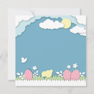 Easter holidays cute cartoon animals thank you card