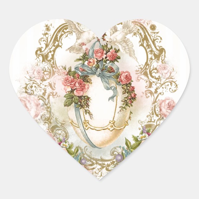 easter, holidays, egg, flowers, rose, romantic, heart sticker (Front)