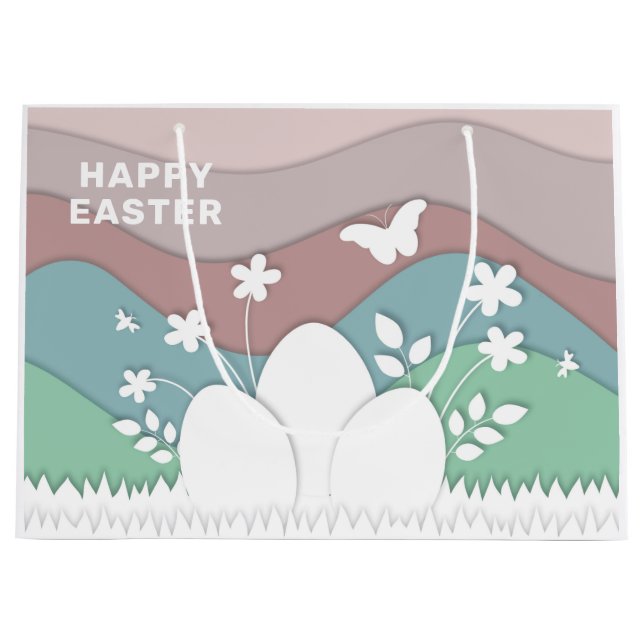 Easter holidays eggs on grass  large gift bag (Front)