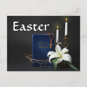 Easter Holy Bible and Crown of Thorns  Holiday Postcard