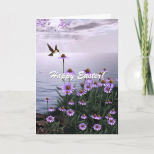 Easter Hummingbird Flowers Card