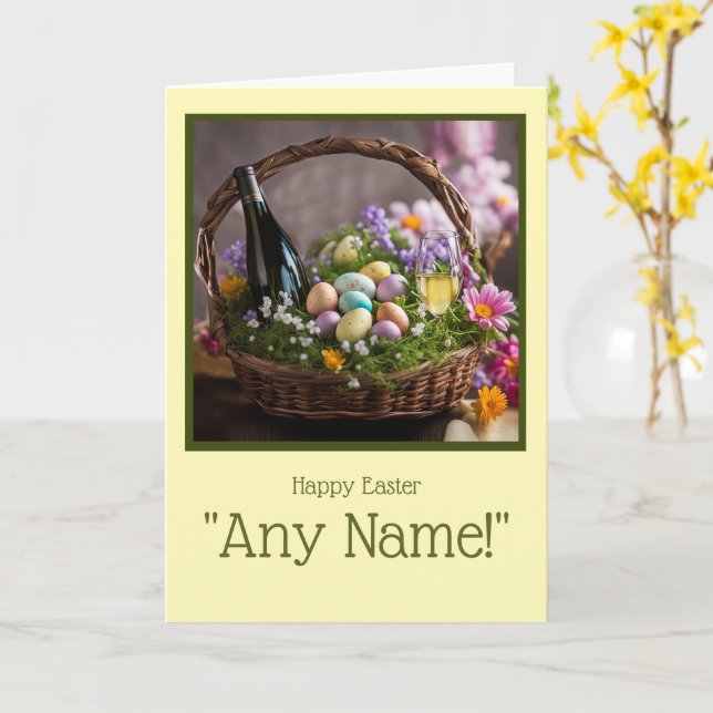 Easter Humor with Customizable Name Personalize  Card (Yellow Flower)