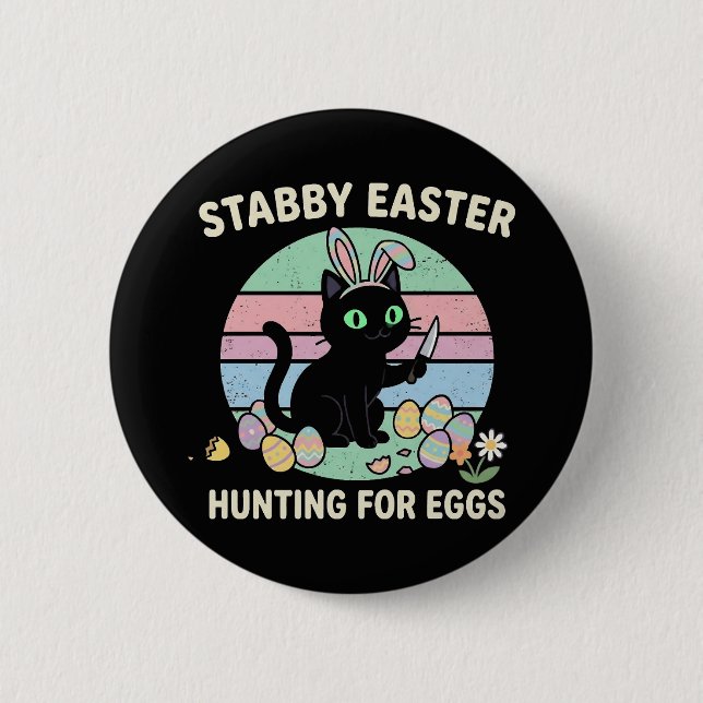 Easter Hunting For Eggs Funny Cat 6 Cm Round Badge (Front)