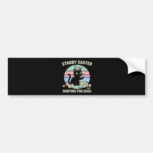 Easter Hunting For Eggs Funny Cat Bumper Sticker (Front)