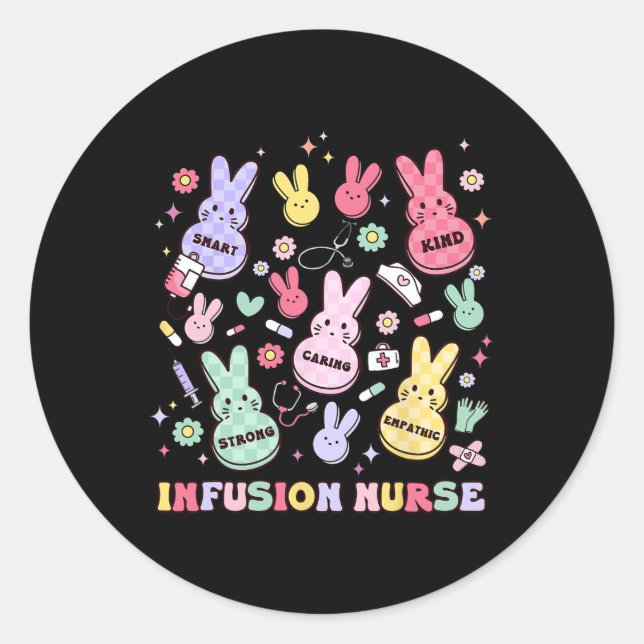 Easter Infusion Nurse Bunny Paediatrics Chemo Hem  Classic Round Sticker (Front)