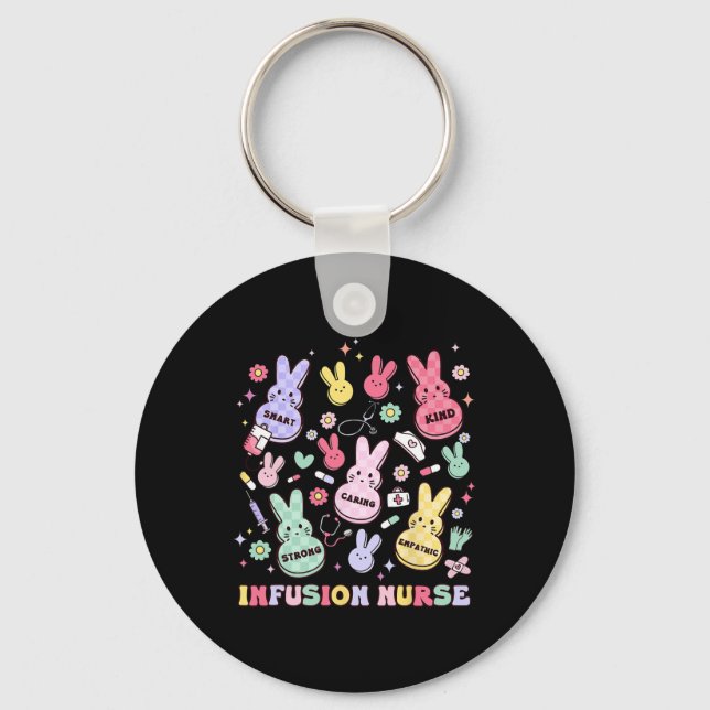 Easter Infusion Nurse Bunny Paediatrics Chemo Hem  Key Ring (Front)