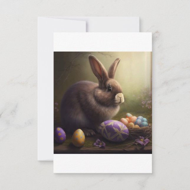 Easter invitation, egg hunt, brunch, cute bunny invitation (Front)