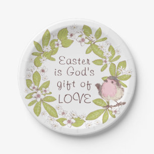 Easter is God's Gift of Love Floral Wreath Paper Plate