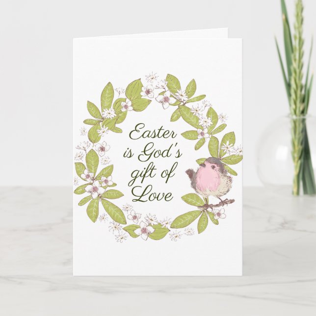 Easter is God's Gift of Love John 3:16 Wreath Holiday Card (Front)