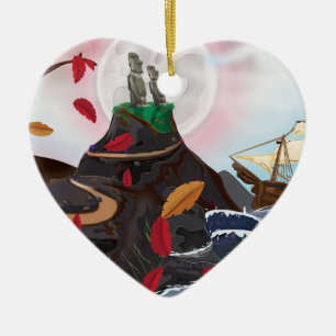 Easter Island Adventure Ceramic Tree Decoration