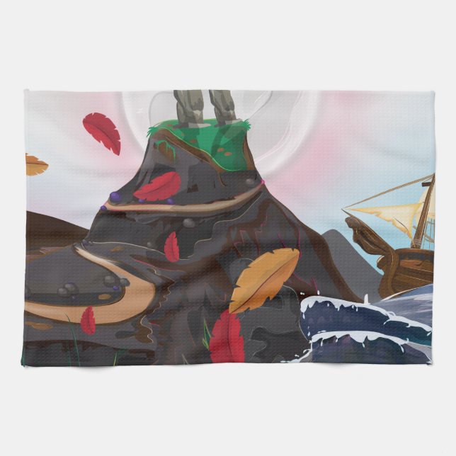 Easter Island Adventure Tea Towel (Horizontal)