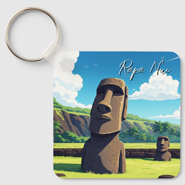 Easter Island Chile Moai Travel Key Ring (Front)
