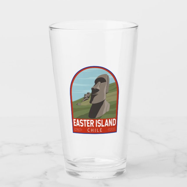 Easter Island Chile Retro Travel Art Vintage Glass (Front)