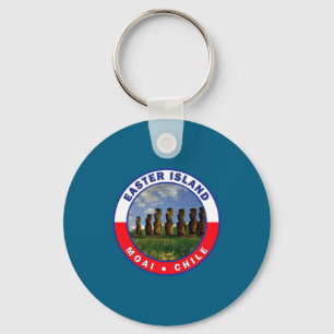 Easter island chile watercolor t shirt key ring