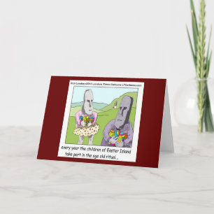 Easter Island Egg Hunt Greetingcard by Rick London Card