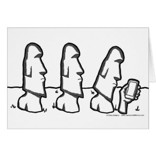 Easter Island Head Cartoon Greeting Card