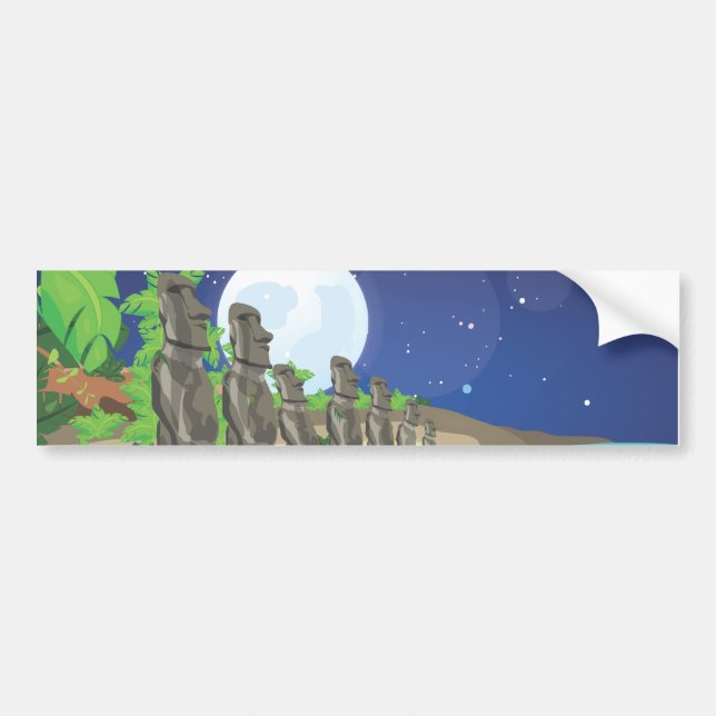 Easter Island Moai Bumper Sticker (Front)